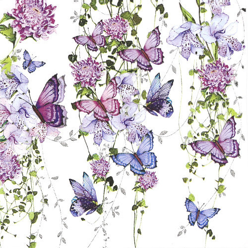 특별한공예샵,보라 꽃과 나비 냅킨 K-08-035