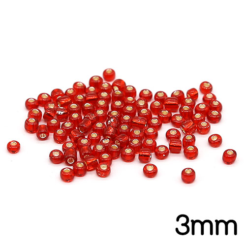 동글비즈 빨강색 3mm 약100개 B-04-031