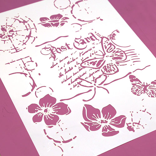 스탠실 도안-나비와 꽃 포스트카드 B-01-054
