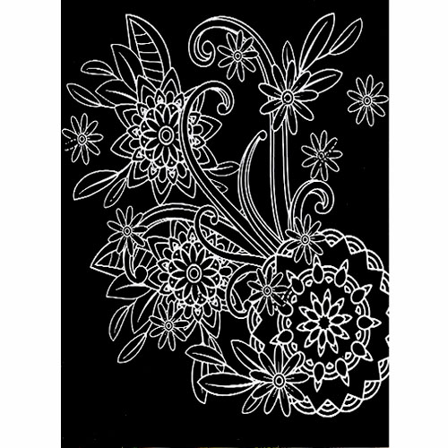 특별한공예샵,스크래치 페이퍼 도안-꽃 패턴 1 E-01-075