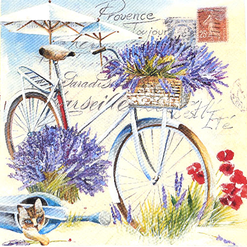 특별한공예샵,꽃과 자전거 냅킨 K-05-015