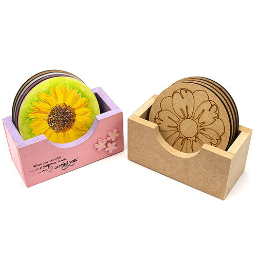 특별한공예샵,원 꽃그림 컵받침 세트 반제품 M-01-058